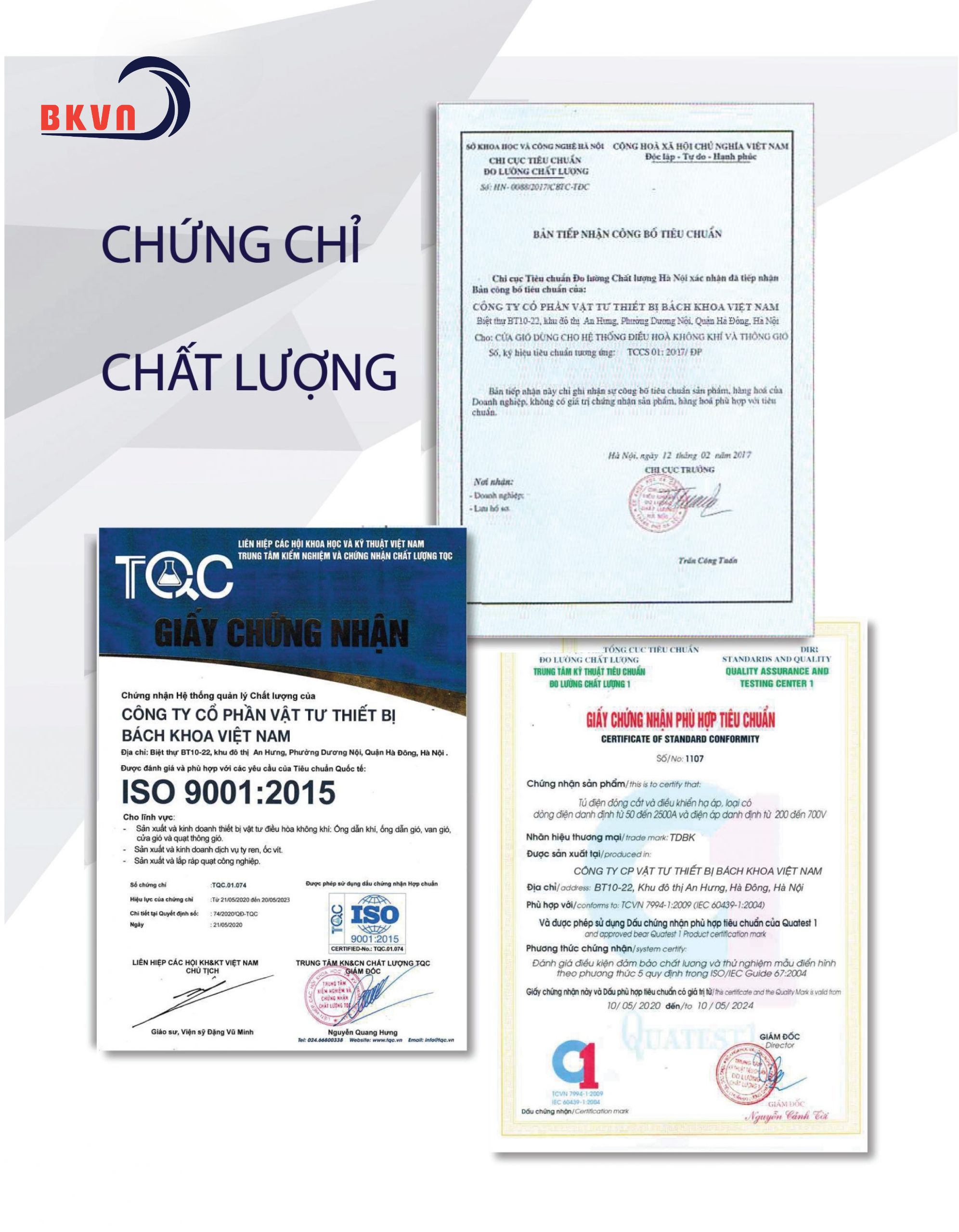 Chứng chỉ chất lượng - Ống gió chống cháy EI