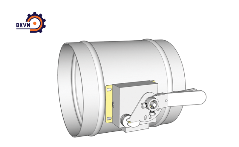 Van ống gió tròn tay gạt có cấu tạo gồm các thành phần chính như thân van, trục van, cánh van, tay gạt và trục đỡ