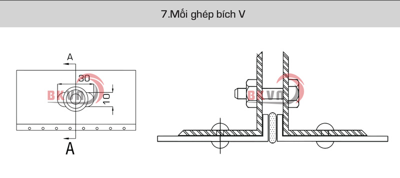 Mối ghép bích V ống gió vuông