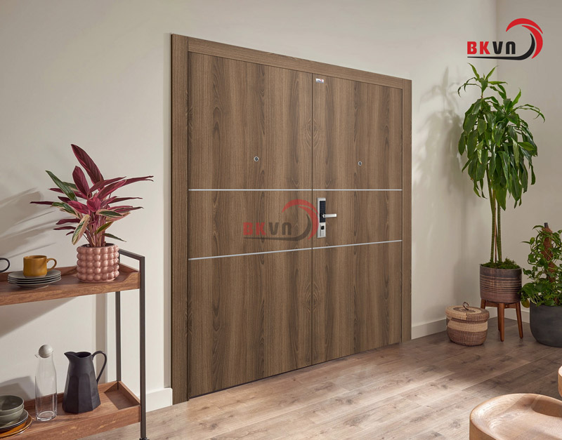 Cửa thép vân gỗ 2 cánh cao cấp cho căn hộ hạng sang