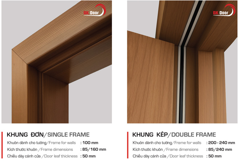 Khung cửa thép vân gỗ chống cháy của BK DOOR