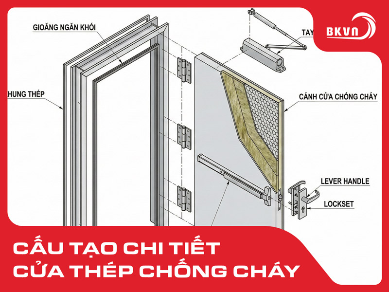 Tìm hiểu cấu tạo chi tiết cửa thép chống cháy Bách Khoa Việt Nam