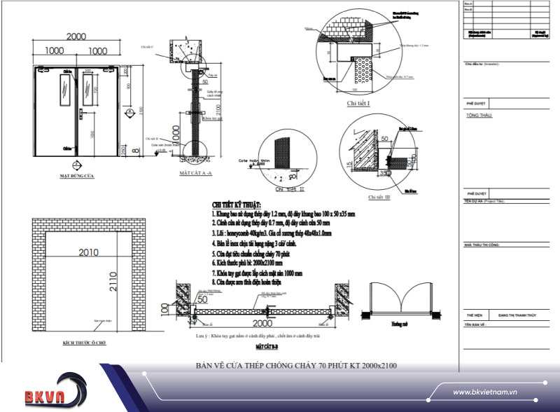 bản vẽ cửa chống cháy đôi