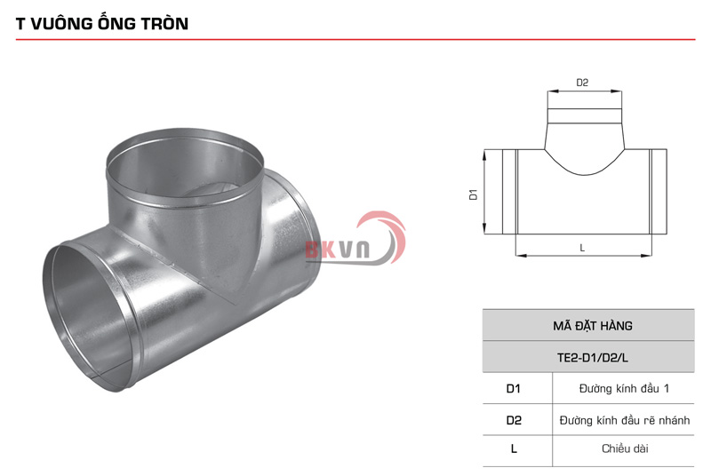 Thông số kỹ thuật Tê vuông ống gió tròn