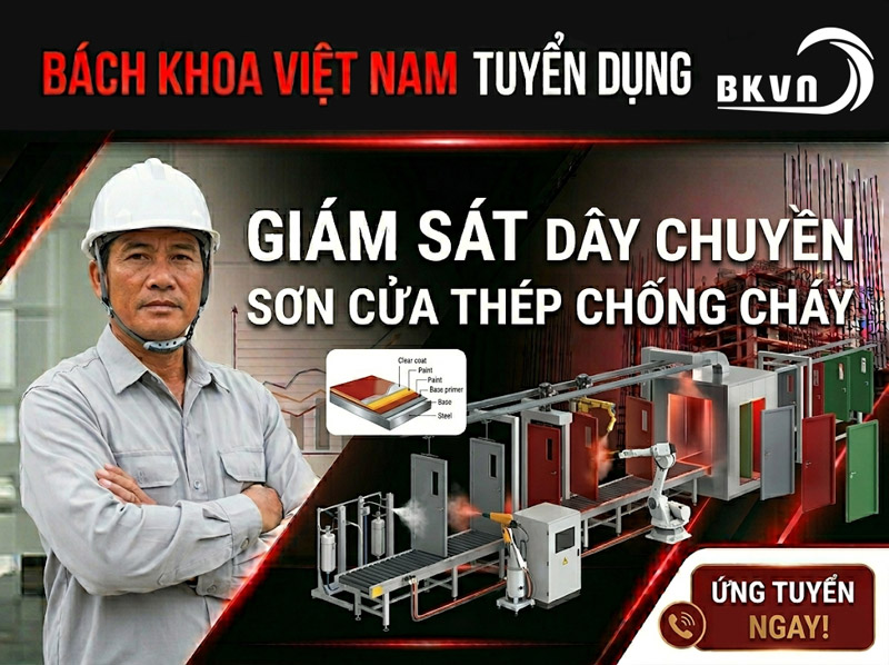 Bách Khoa Việt Nam tuyển dụng vị trí Giám sát dây chuyền sơn cửa thép chống cháy
