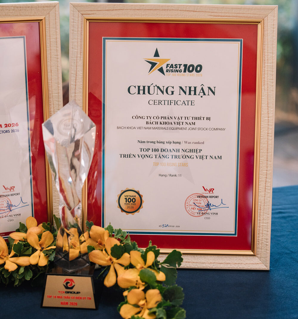 Chứng nhận Bách Khoa Việt Nam thứ hạng 11 trong top 100 Doanh nghiệp triển vọng tăng trưởng Việt Nam 2026