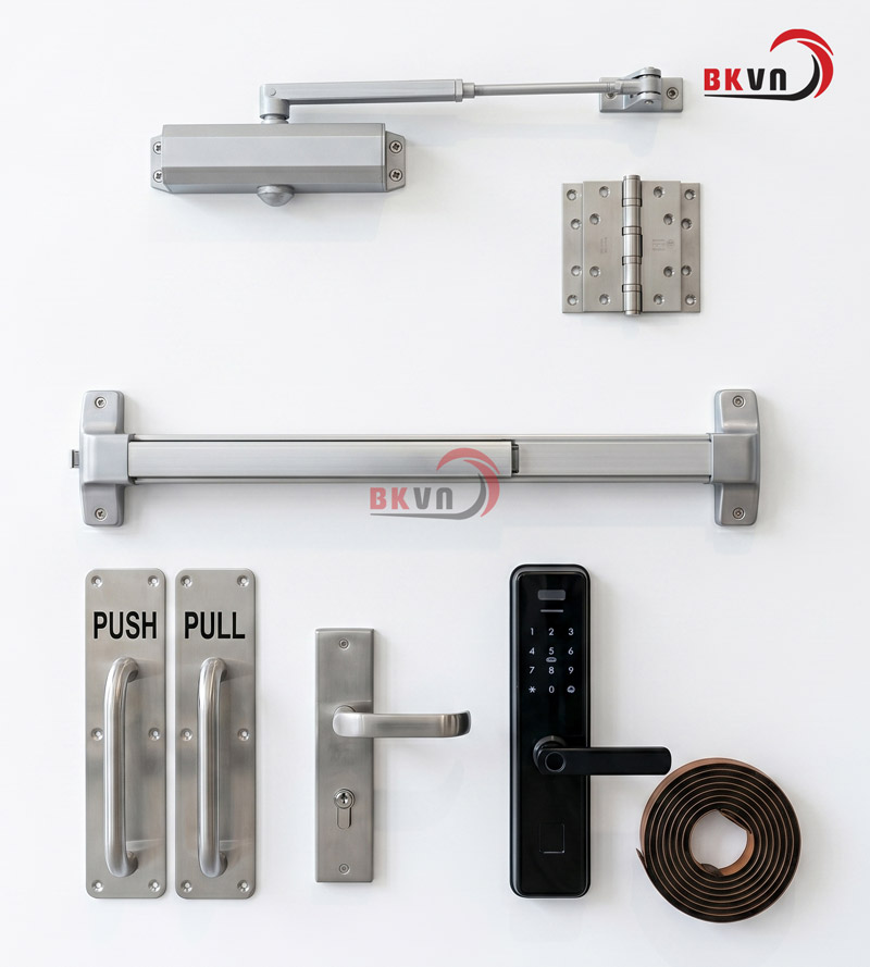 Phụ kiện đi kèm là yếu tố quan trọng ảnh hưởng đến báo giá cửa thép chống cháy