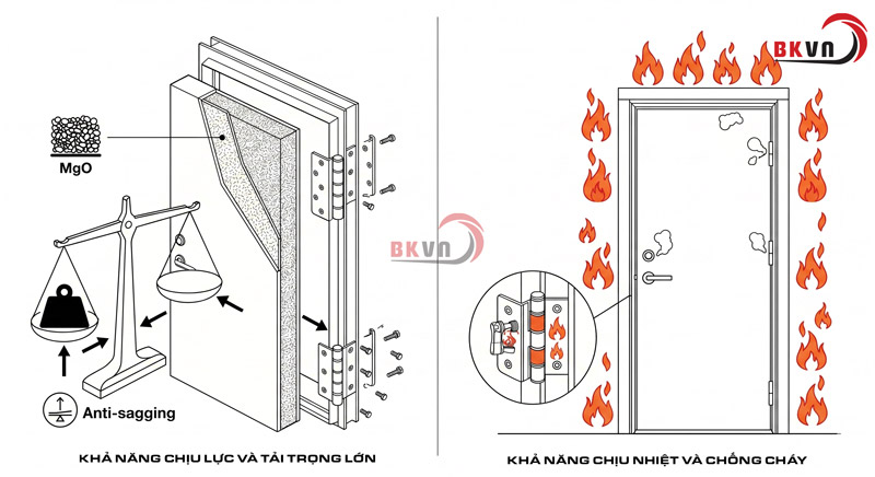 Bản lề cửa chống cháy phải có khả năng chịu nhiệt và chịu tải trọng lớn