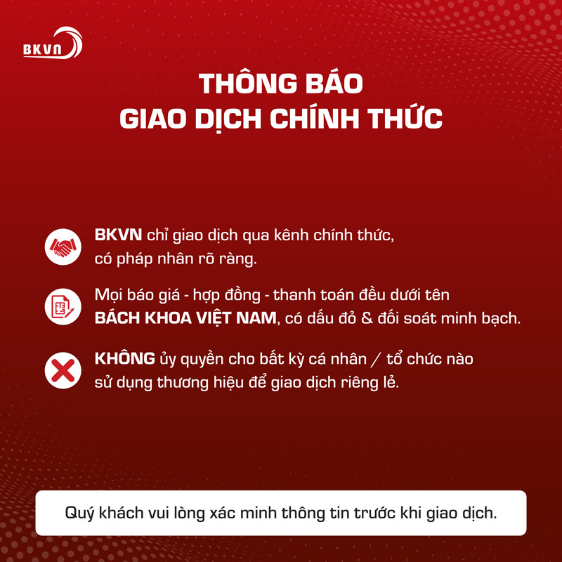 Thông tin giao dịch chính thức của Bách Khoa Việt Nam