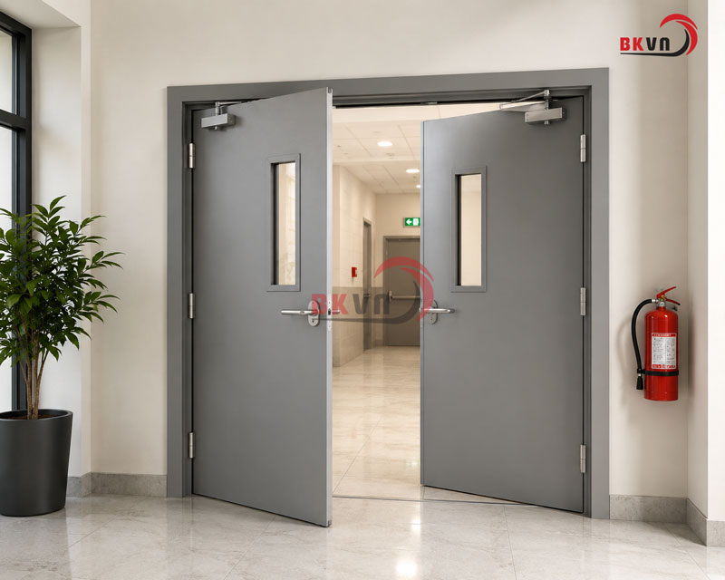 Cửa chống cháy mở 2 chiều giúp ngăn cách các khu vực hành lang