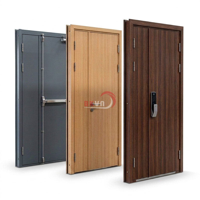 Đa dạng mẫu mã cửa thép chống cháy 2 cánh lệch