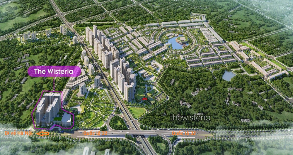 Vị trí The Wisteria trong dự án đô thị Hinode Royal Park Kim Chung Di Trạch