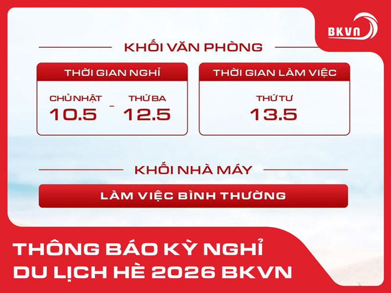 Thông báo lịch nghỉ du lịch hè 2026 BKVN
