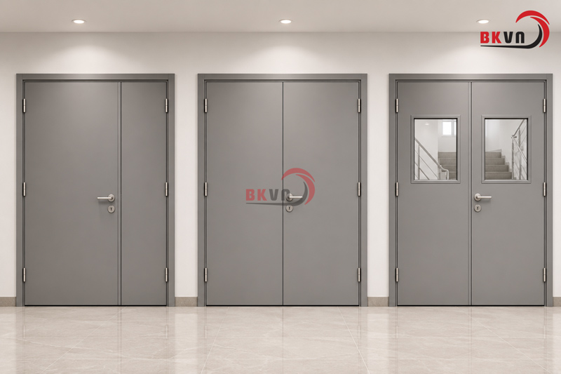 Các nẫy cửa thoát hiểm 2 cánh cầu thang bộ