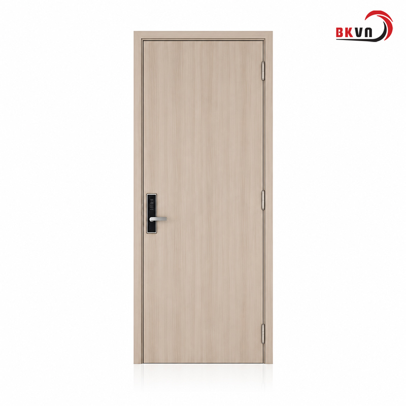 Mẫu cửa thép vân gỗ chống cháy 1 cánh an toàn, thẩm mỹ cao 